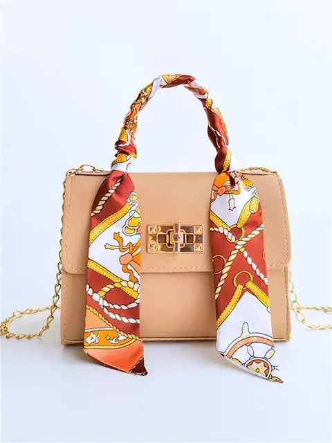 ELEGANCE TOUCH | STRUCTURED CROSSBODY BAG WITH SCARF HANDLE