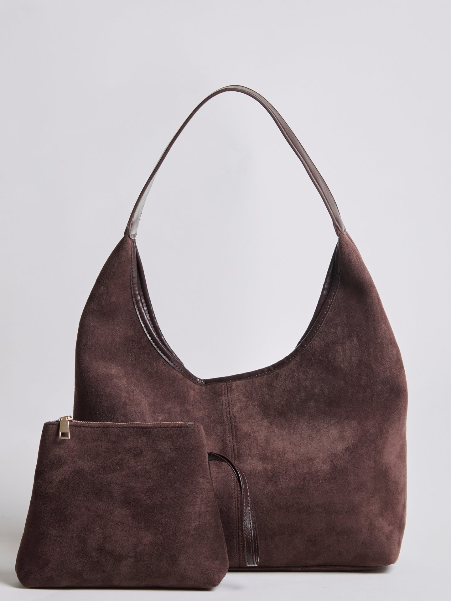 HANDBAG | SUEDE HOBO BAG WITH MINIMALIST DESIGN AND SINGLE STRAP