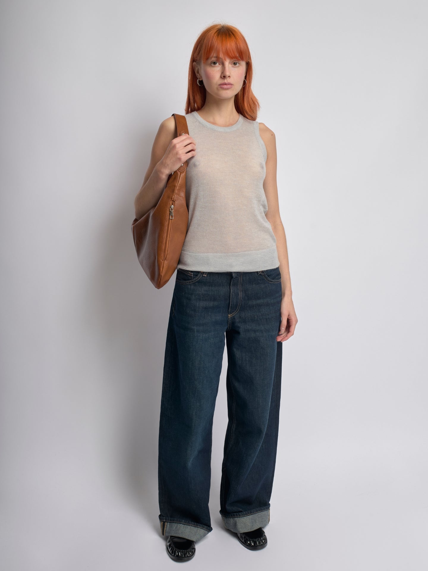 HANDBAG | SOFT LEATHER HOBO BAG WITH METAL RING DETAILS