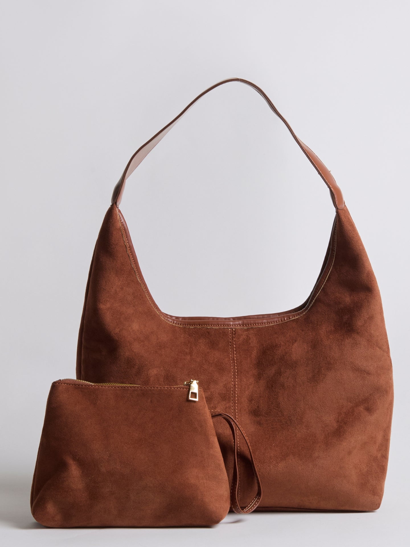 HANDBAG | SUEDE HOBO BAG WITH MINIMALIST DESIGN AND SINGLE STRAP