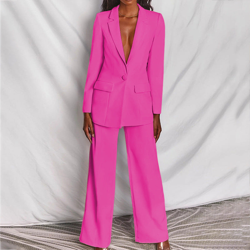 ELEGANT BLAZER AND WIDE LEG TROUSERS SET