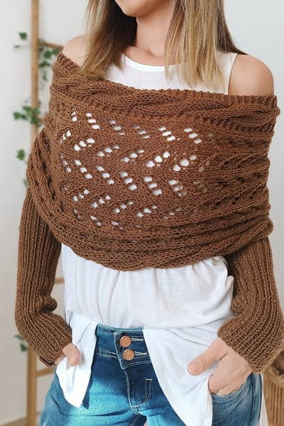WOMEN’S KNIT SHRUG | OFF-SHOULDER PULLOVER