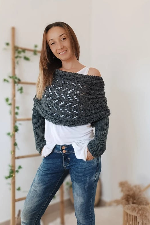 WOMEN’S KNIT SHRUG | OFF-SHOULDER PULLOVER