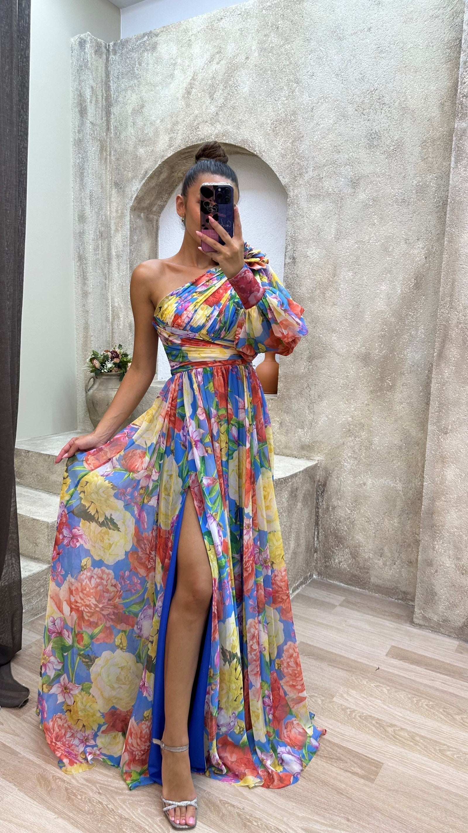 WEDDING GUEST DRESS | ONE-SHOULDER MAXI WITH PLEATED SKIRT