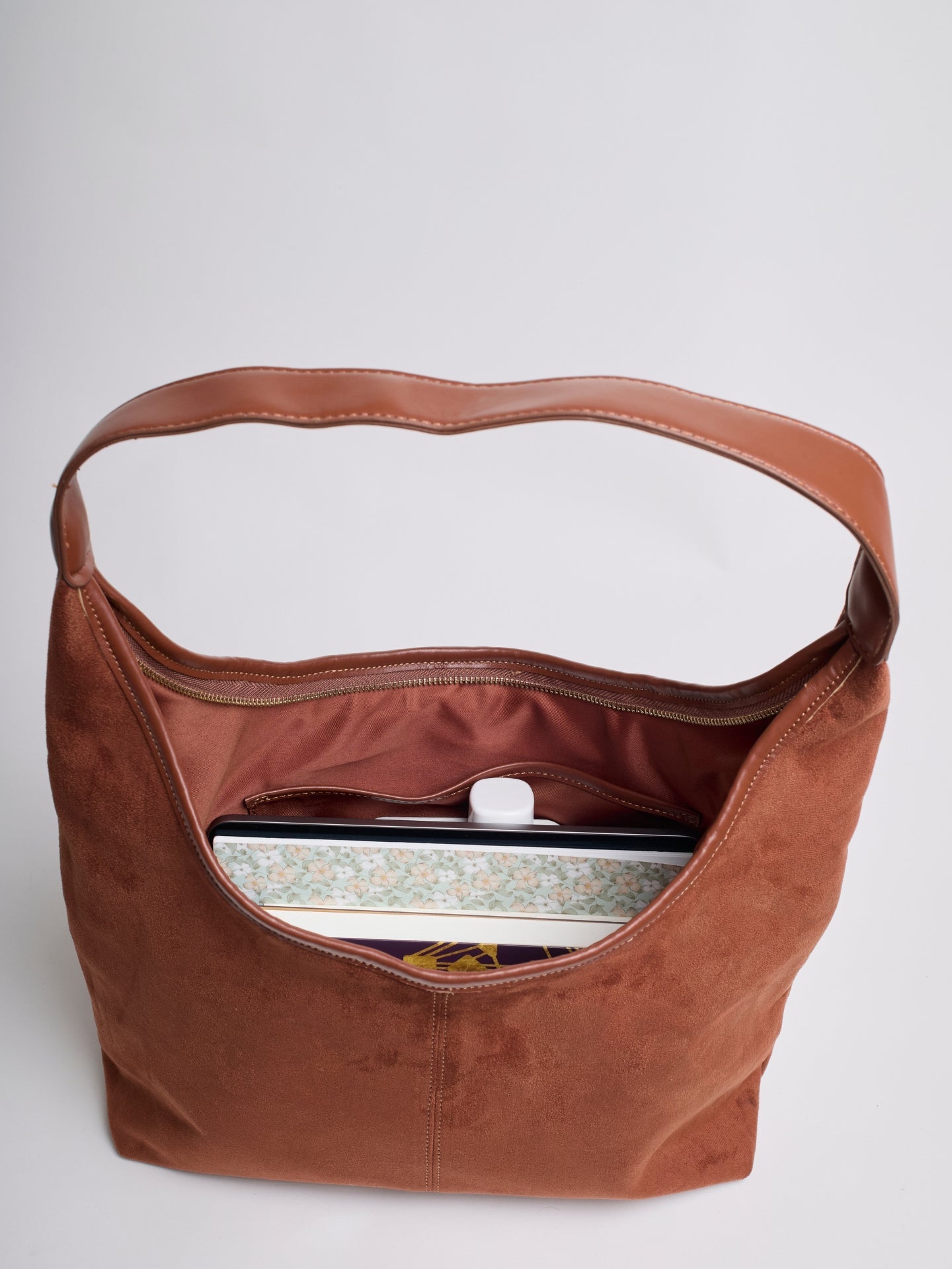 HANDBAG | SUEDE HOBO BAG WITH MINIMALIST DESIGN AND SINGLE STRAP