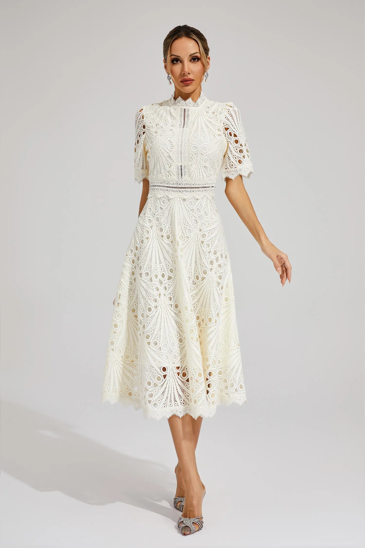 GRADUATION DRESS | MIDI WITH HIGH-NECK A-LINE SILHOUETTE