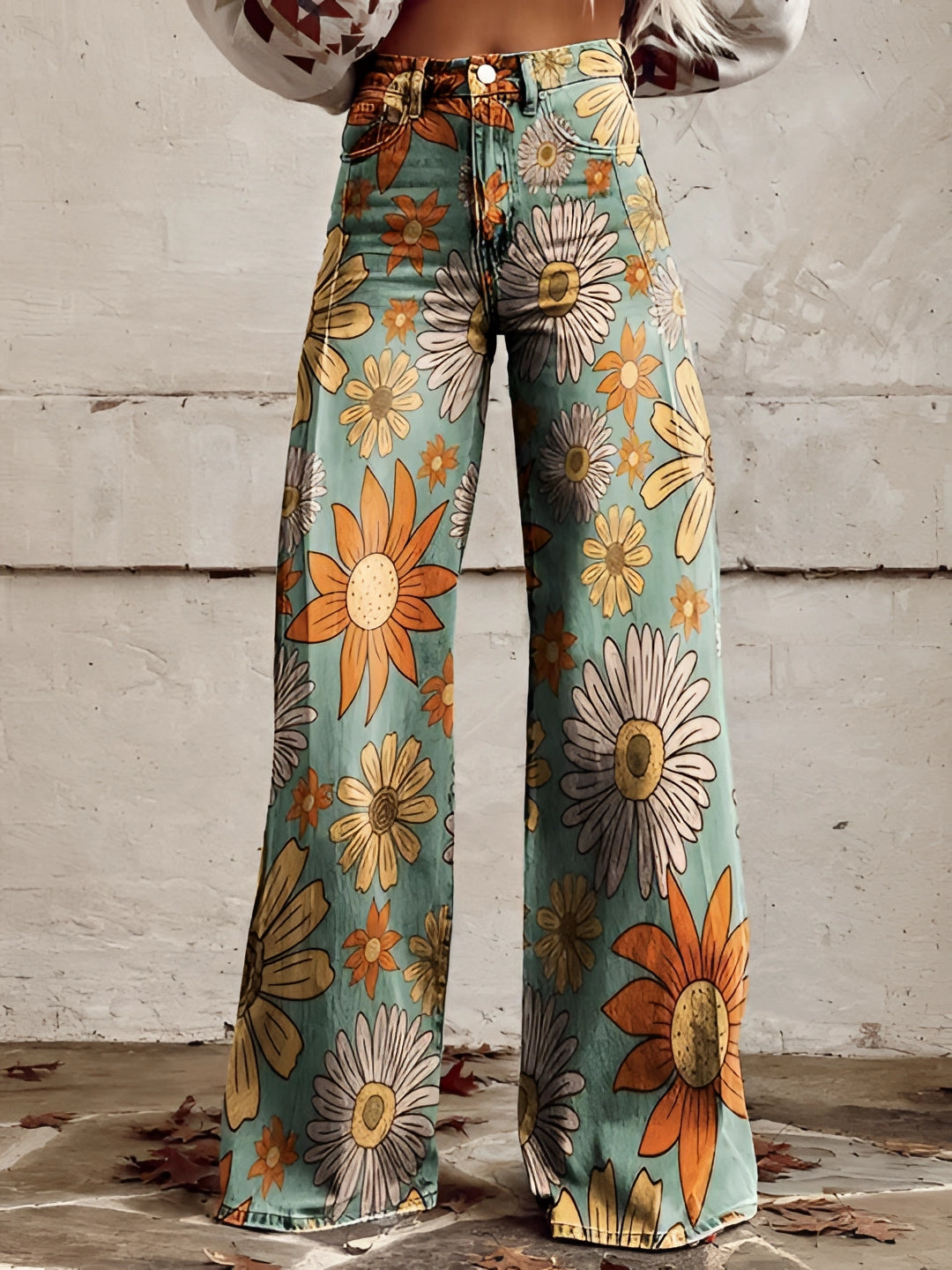 BOLD BLOOM | HIGH WAIST WIDE LEG FLORAL JEANS