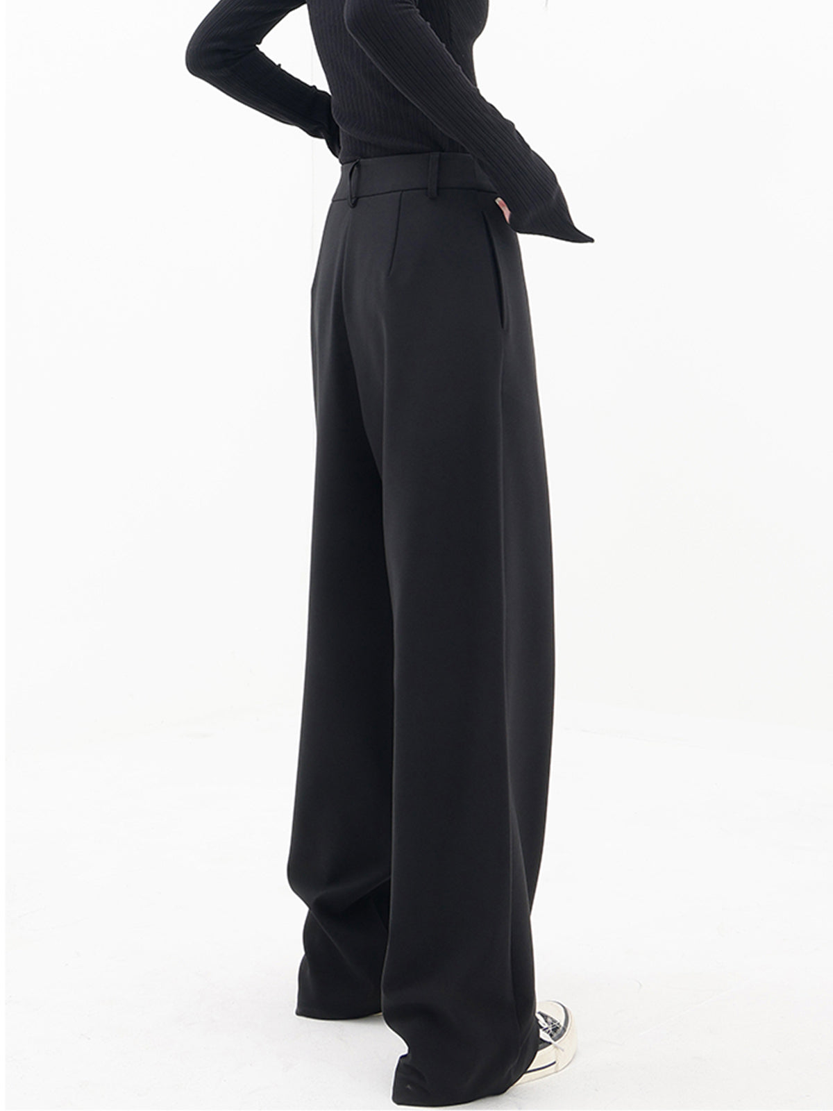 MODERN ELEGANCE | ASYMMETRIC HIGH WAIST WIDE LEG TROUSERS