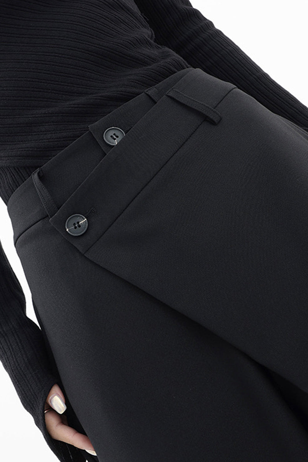 MODERN ELEGANCE | ASYMMETRIC HIGH WAIST WIDE LEG TROUSERS