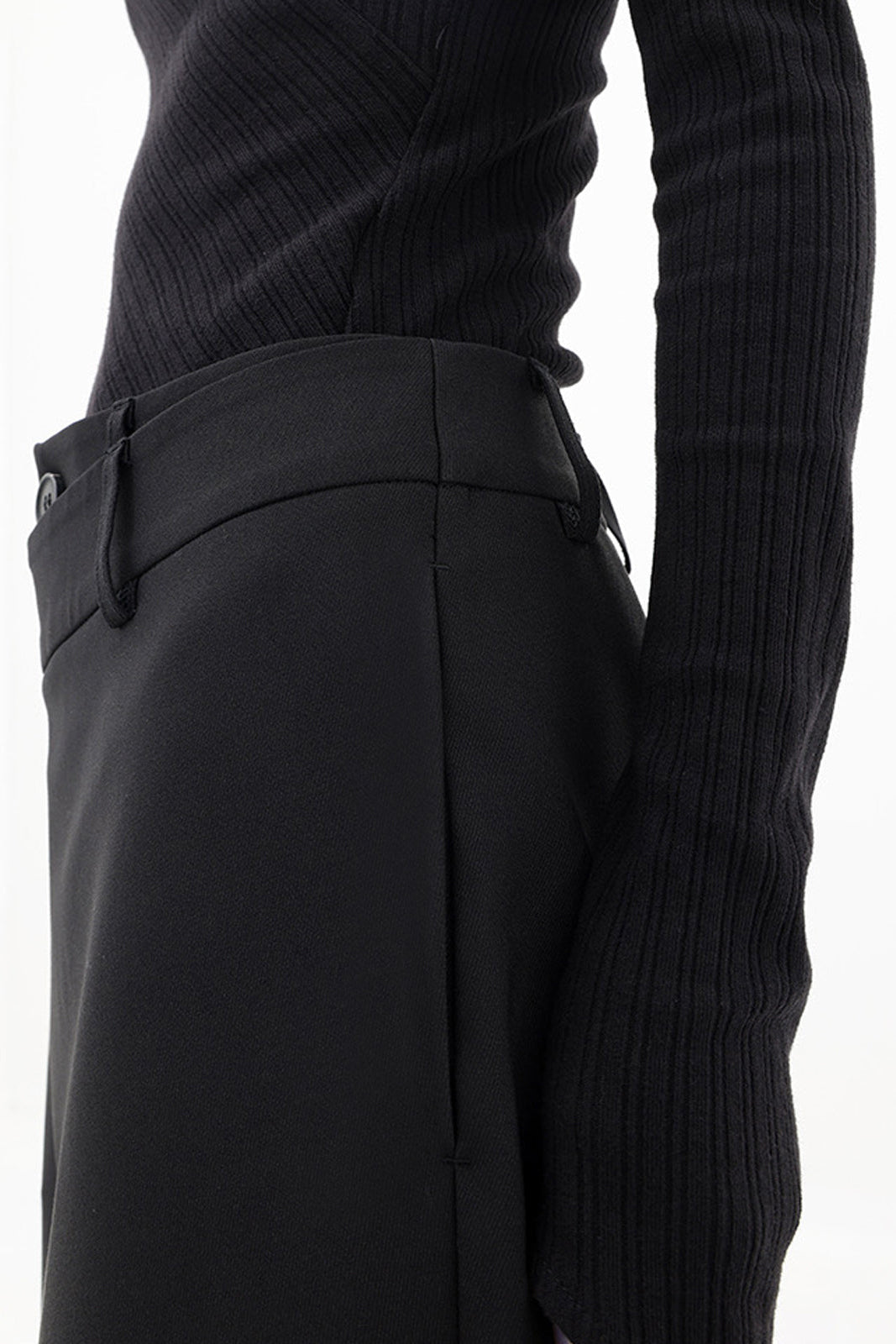 MODERN ELEGANCE | ASYMMETRIC HIGH WAIST WIDE LEG TROUSERS