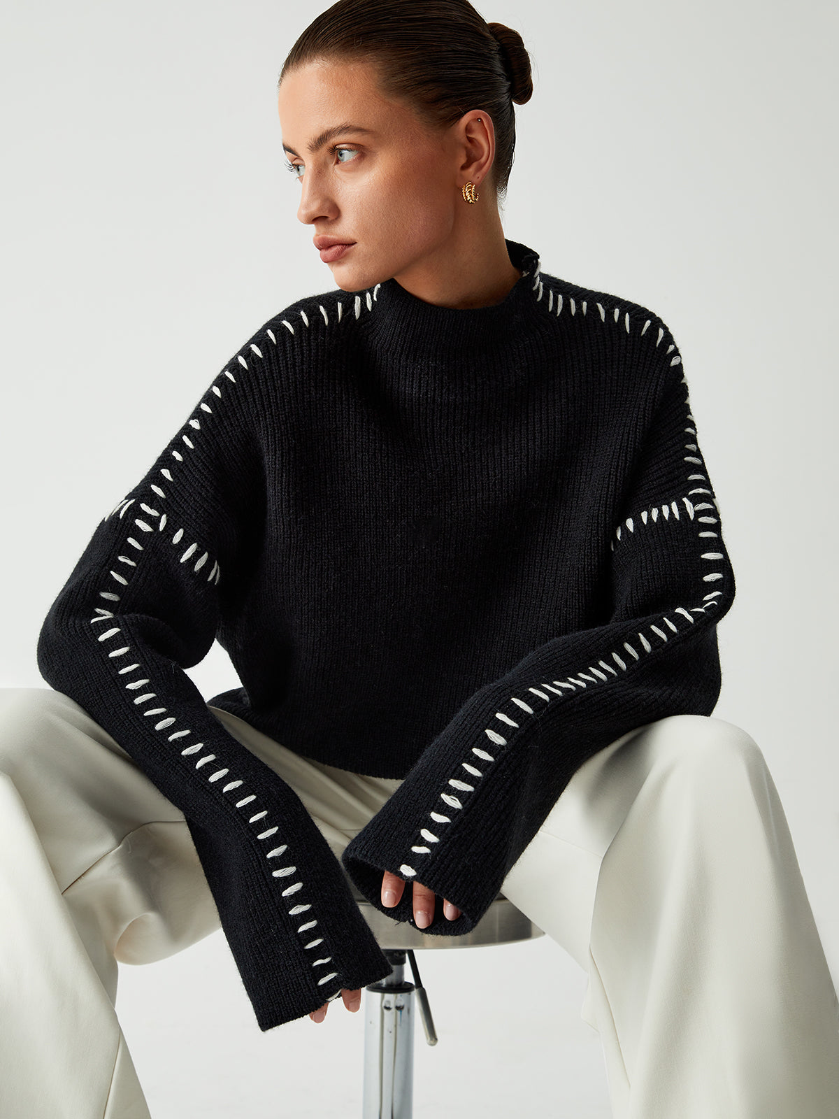 OVERSIZED KNITTED MOCK NECK JUMPER