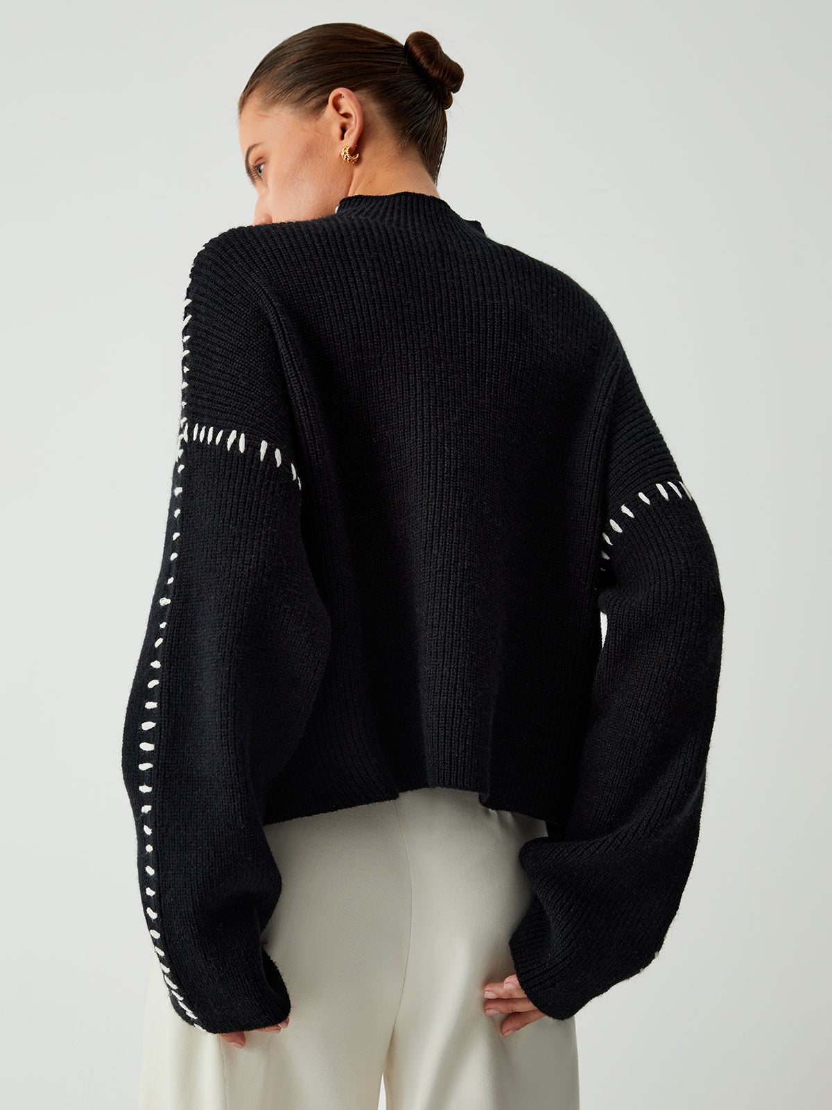 OVERSIZED KNITTED MOCK NECK JUMPER