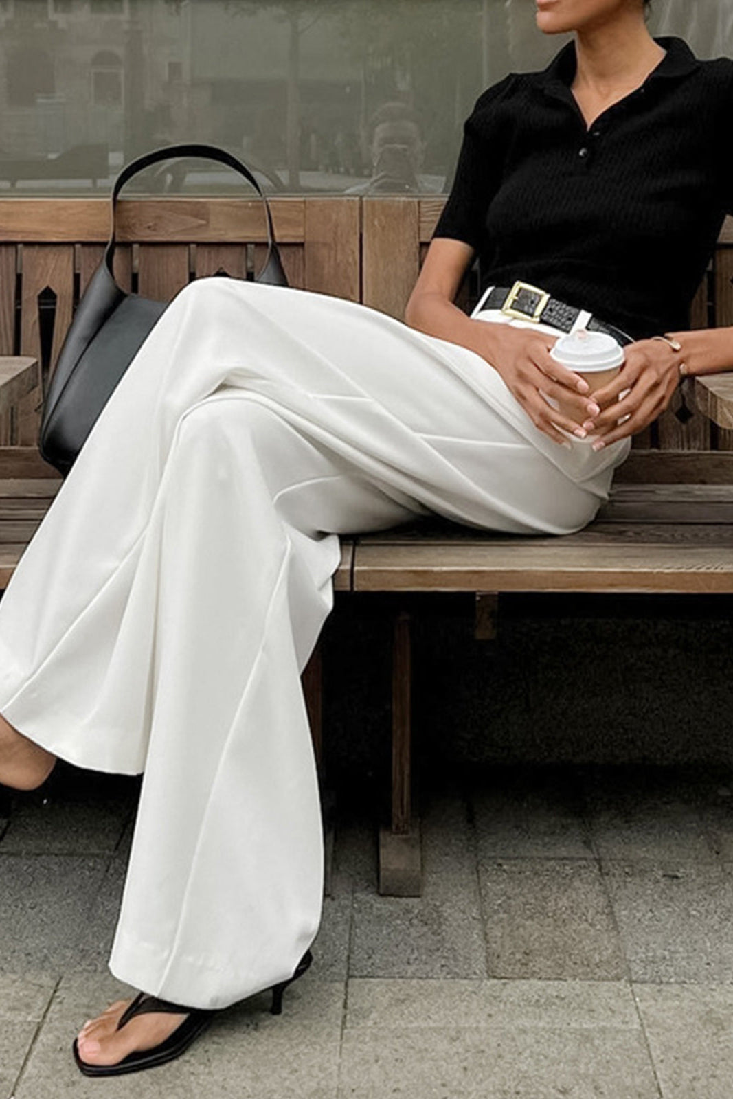 TIMELESS CHIC | HIGH WAIST WIDE LEG TROUSERS IN WHITE