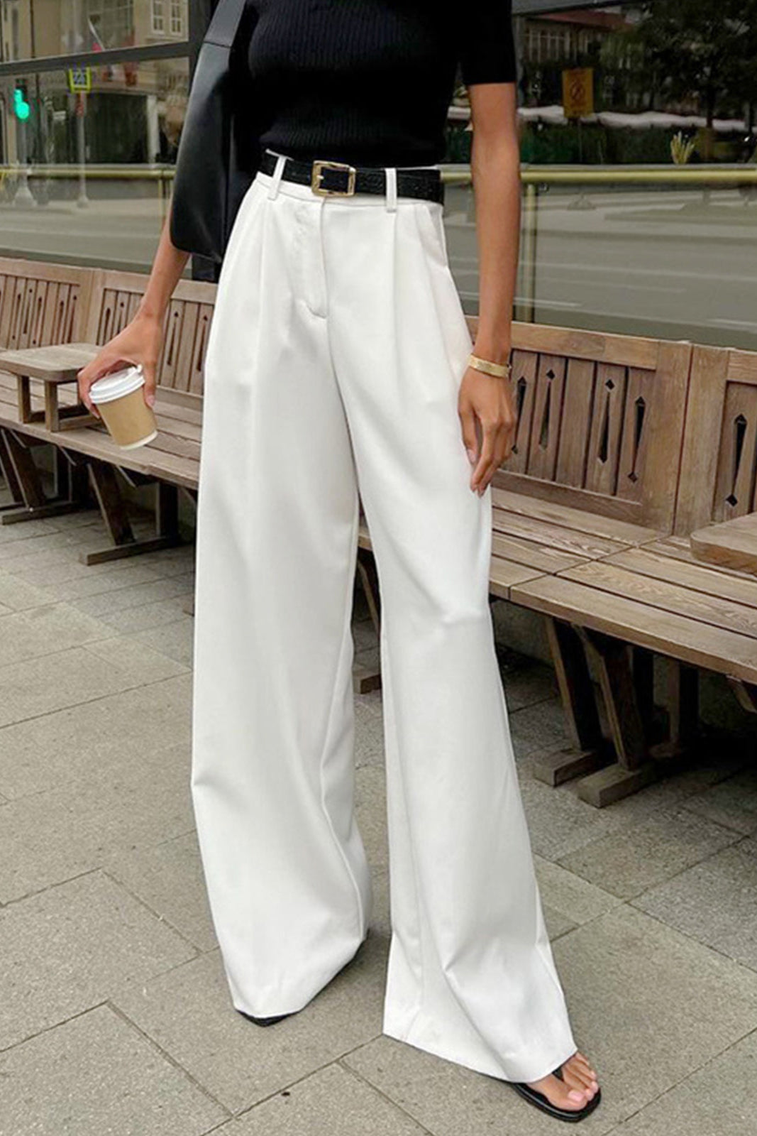 TIMELESS CHIC | HIGH WAIST WIDE LEG TROUSERS IN WHITE