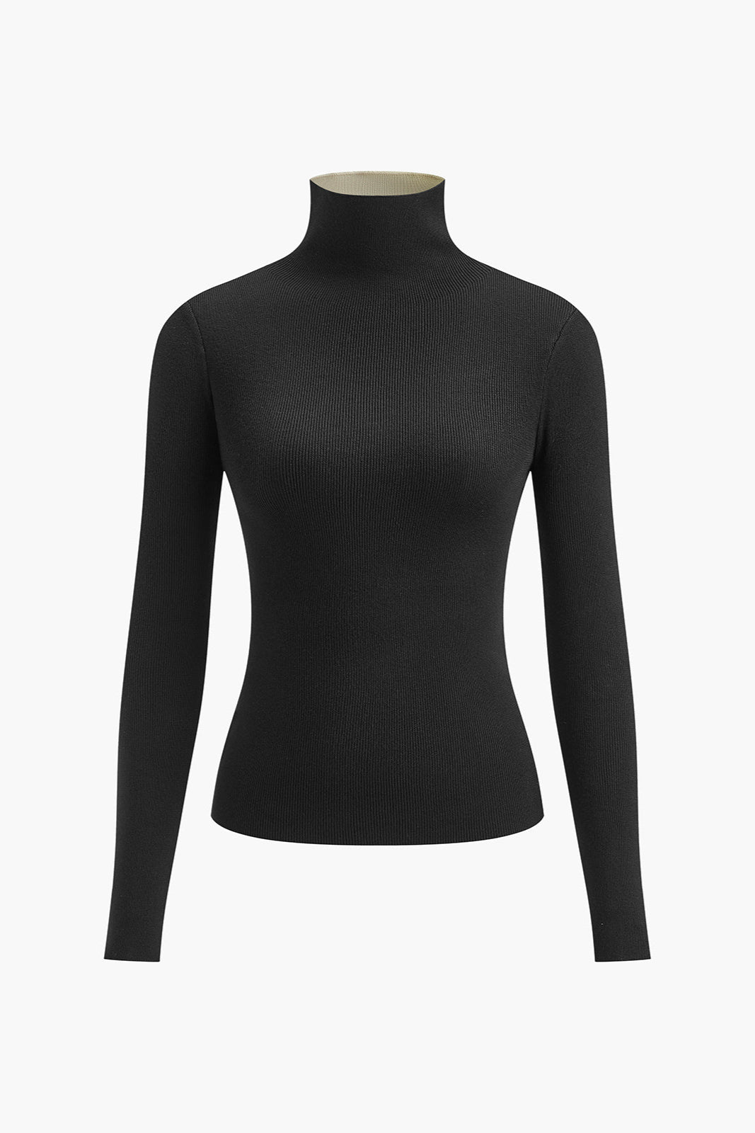 TWO TONE LONG SLEEVE KNITTED TOP