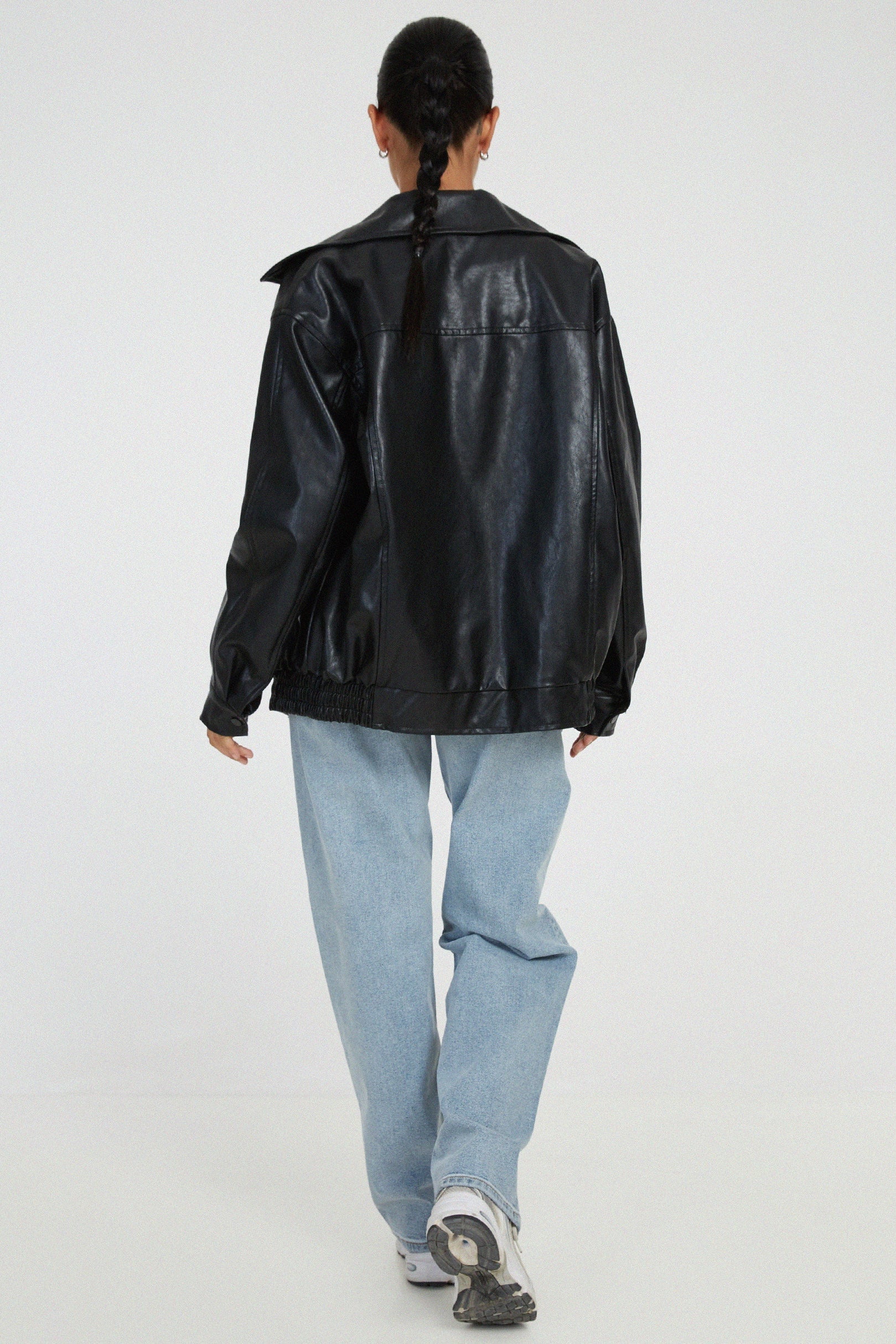 LEATHER JACKET | OVERSIZED PU DESIGN WITH WIDE COLLAR