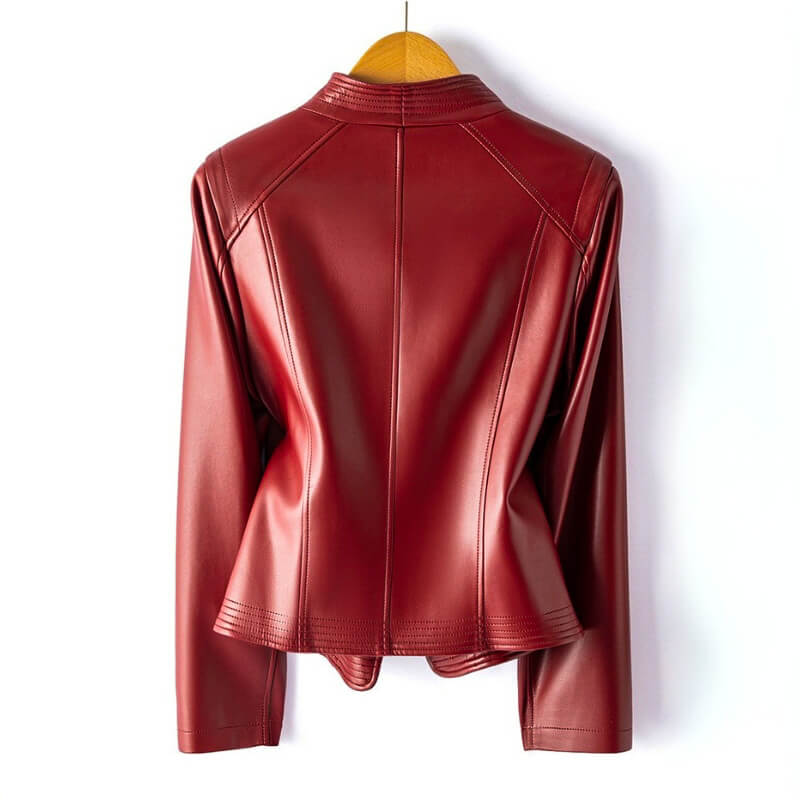LEATHER WIDE-LAPEL JACKET