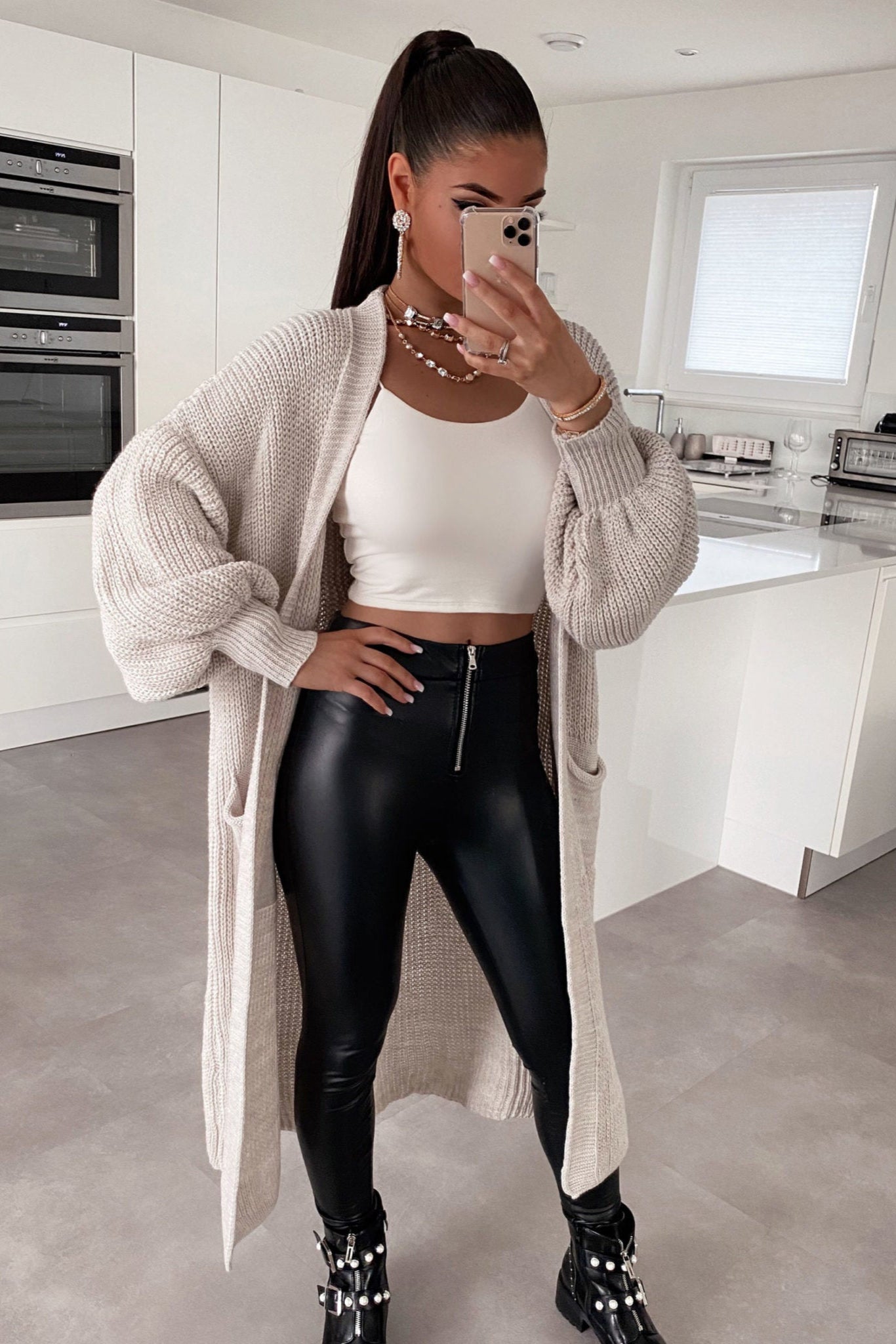LONG KNITTED CARDIGAN | OPEN FRONT