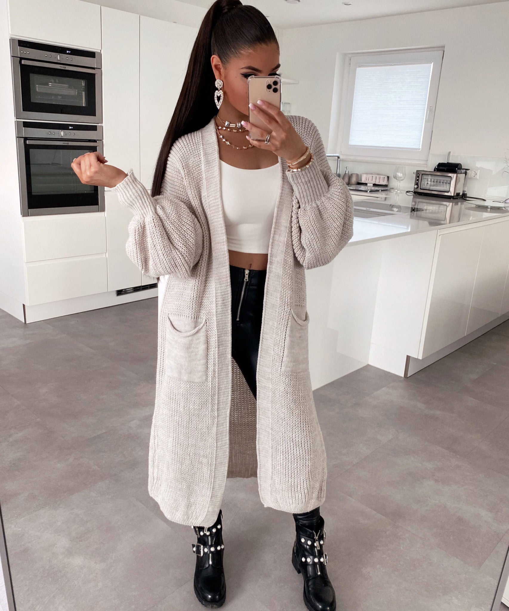 LONG KNITTED CARDIGAN – OPEN FRONT