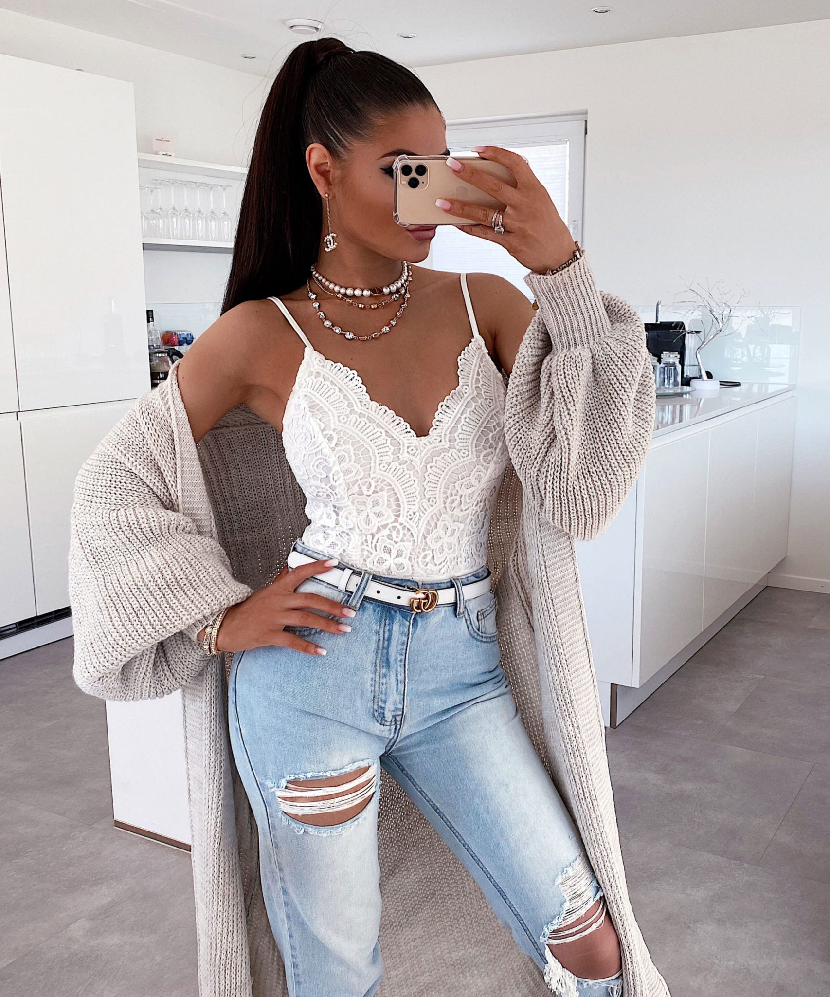 LONG KNITTED CARDIGAN – OPEN FRONT