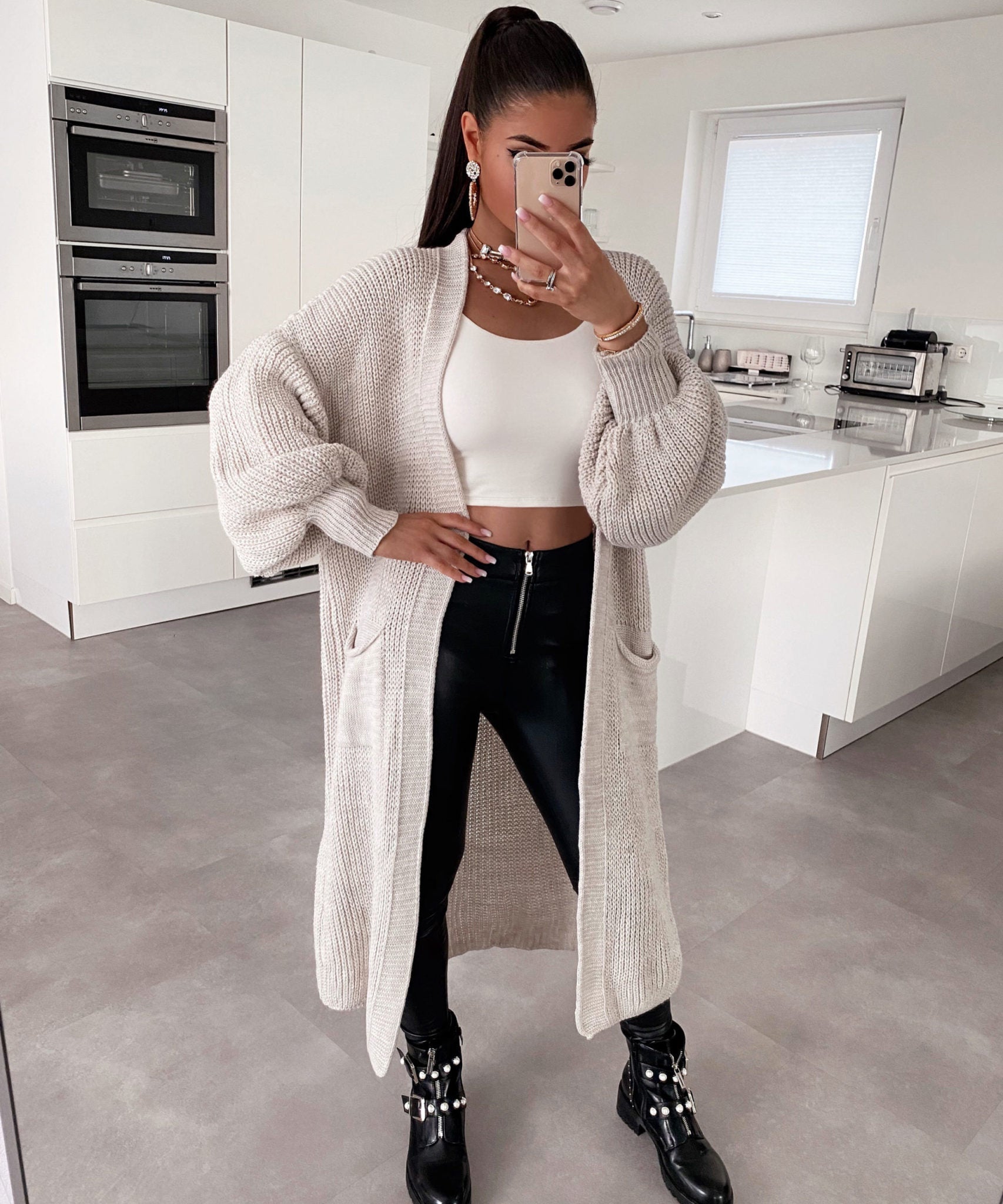 LONG KNITTED CARDIGAN – OPEN FRONT
