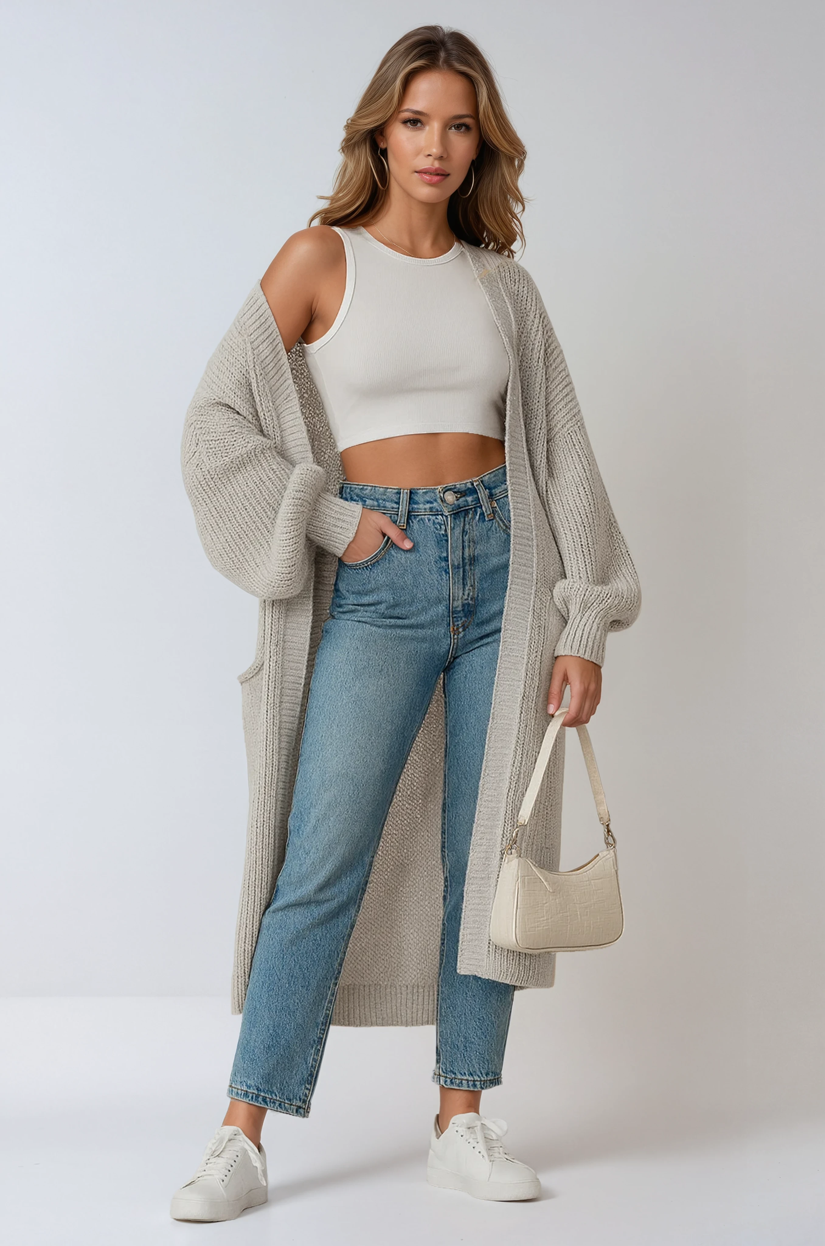LONG KNITTED CARDIGAN – OPEN FRONT