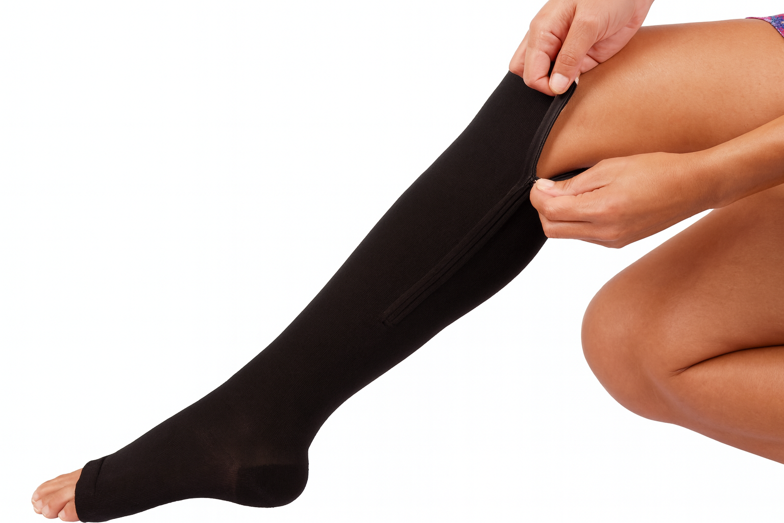 Zippered Compression Socks Support Stockings 20-30 mmHg