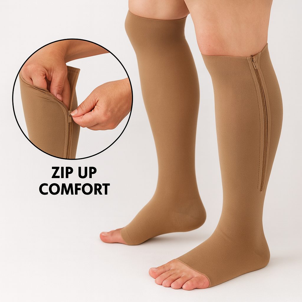 Zippered Compression Socks Support Stockings 20-30 mmHg