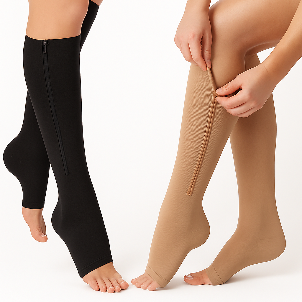 Zippered Compression Socks Support Stockings 20-30 mmHg