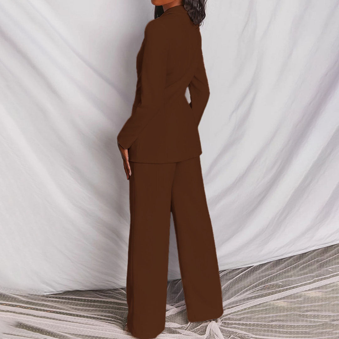 ELEGANT BLAZER AND WIDE LEG TROUSERS SET