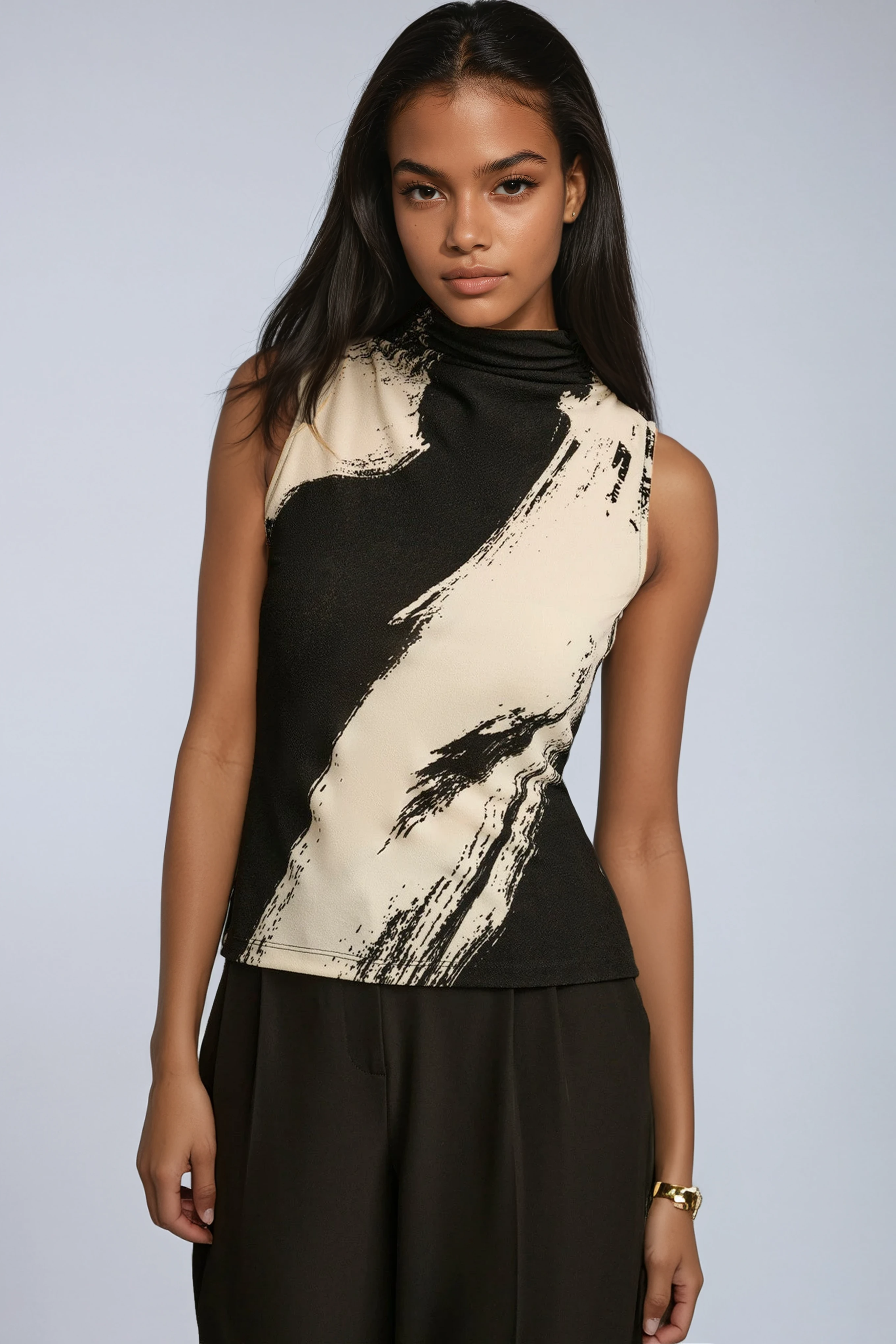 ARTFUL EDGE | ABSTRACT PRINT SLEEVELESS TOP