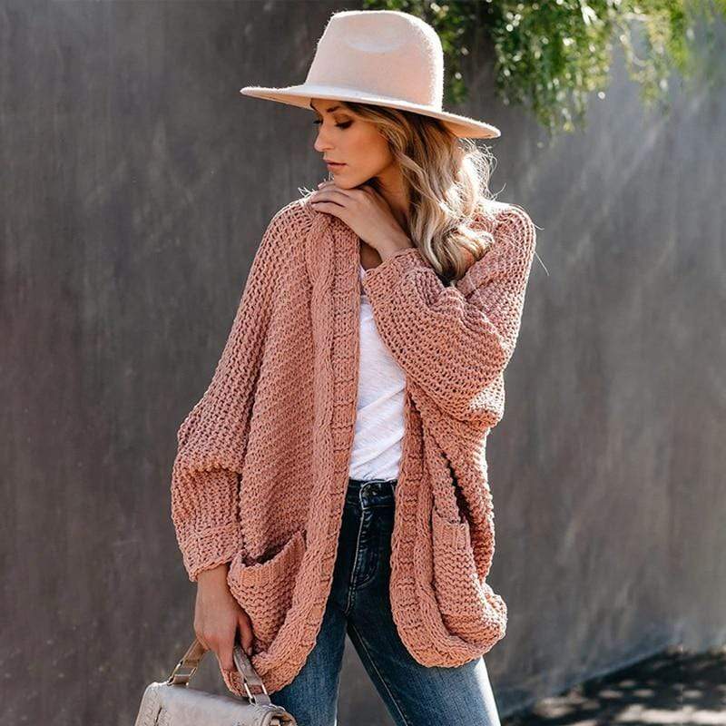 CHUNKY KNITTED CARDIGAN WITH OPEN FRONT