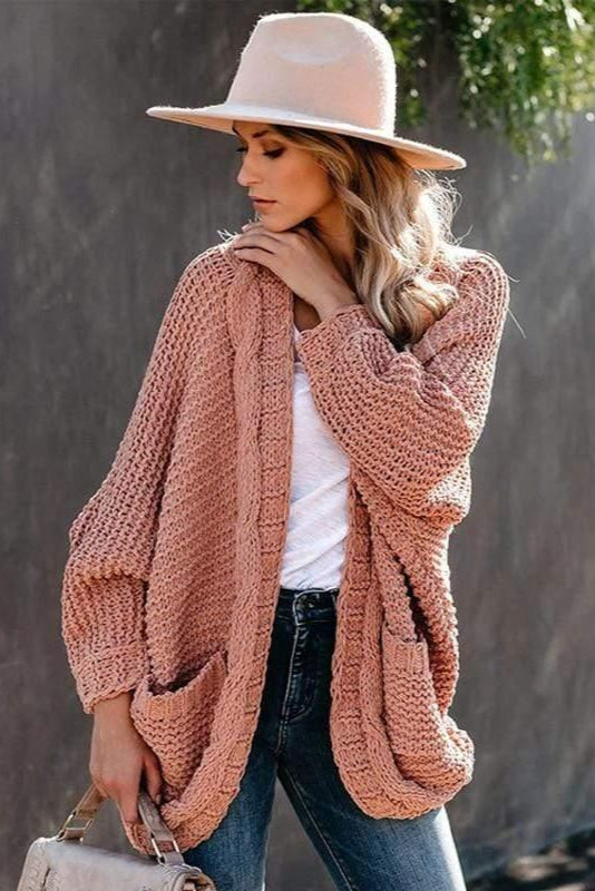 CHUNKY KNITTED CARDIGAN WITH OPEN FRONT