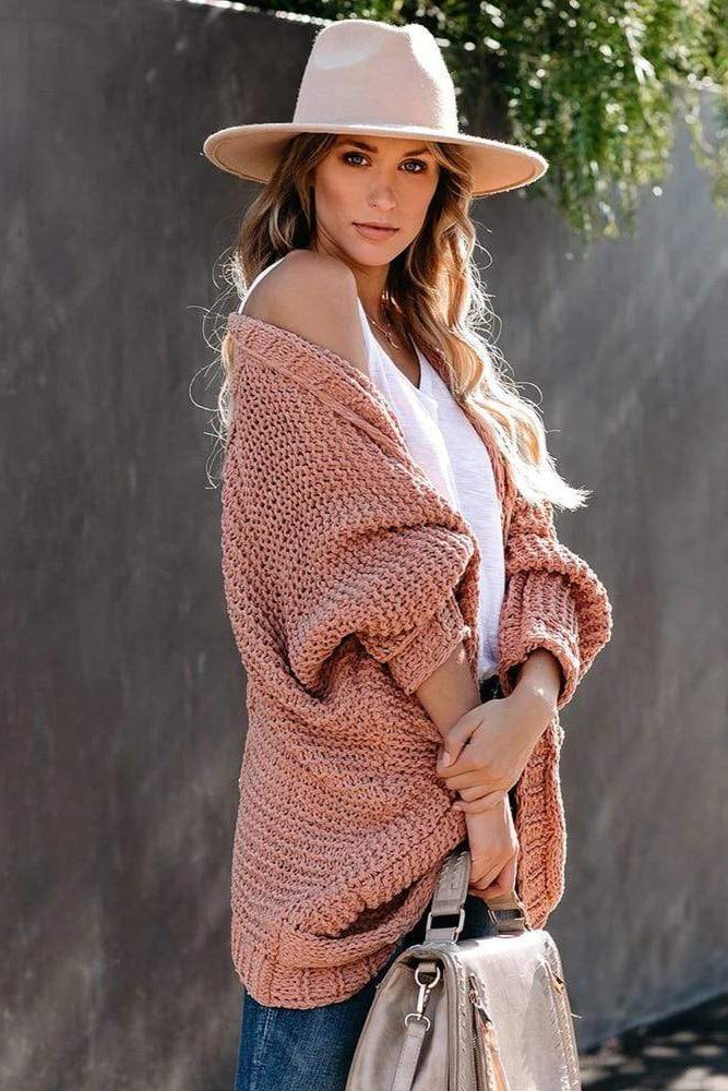 CHUNKY KNITTED CARDIGAN WITH OPEN FRONT