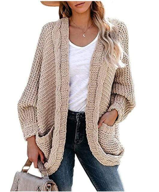 CHUNKY KNITTED CARDIGAN WITH OPEN FRONT