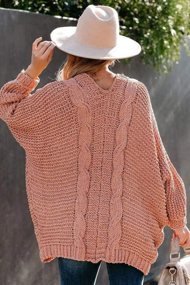 CHUNKY KNITTED CARDIGAN WITH OPEN FRONT