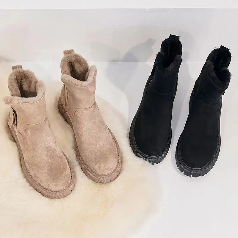 ANKLE BOOTS | WARM FUR LINED WINTER BOOTIES WITH ZIPPER