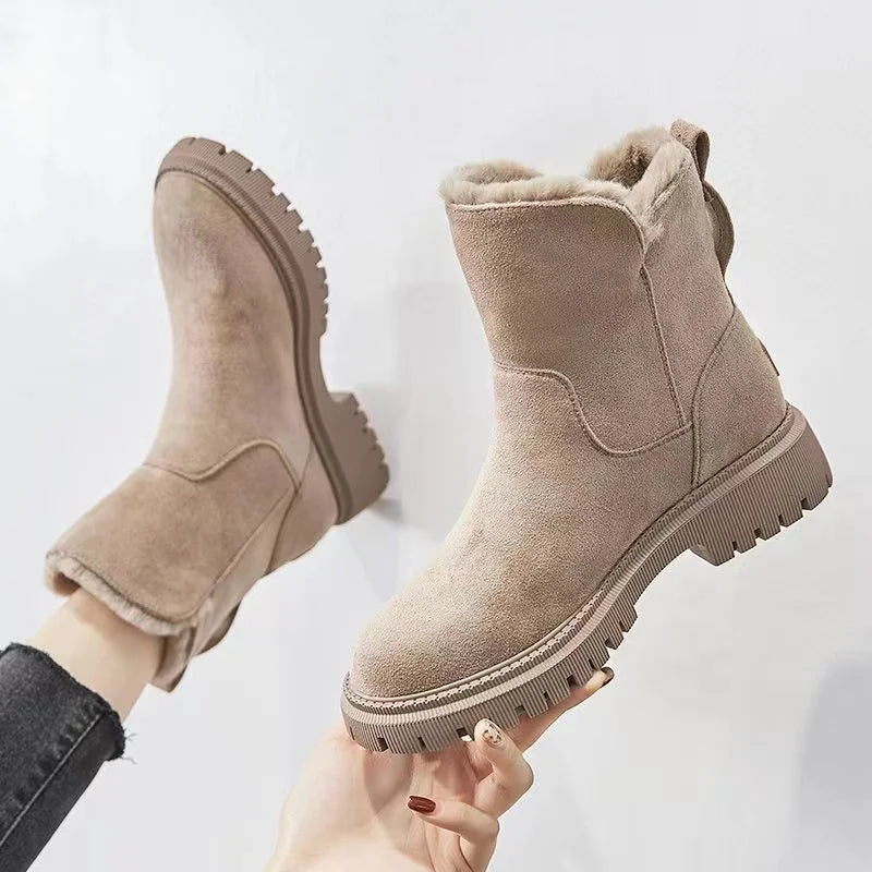 ANKLE BOOTS | WARM FUR LINED WINTER BOOTIES WITH ZIPPER