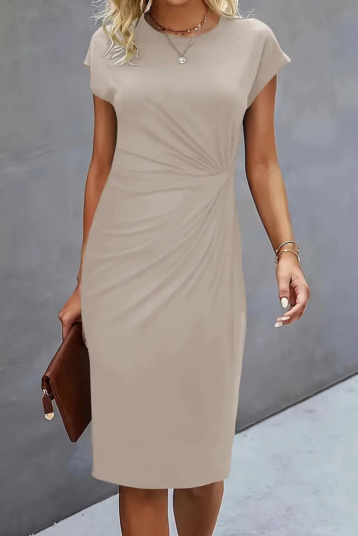 WOMEN’S PROM DRESS | RUCHED MIDI EVENING OUTFIT