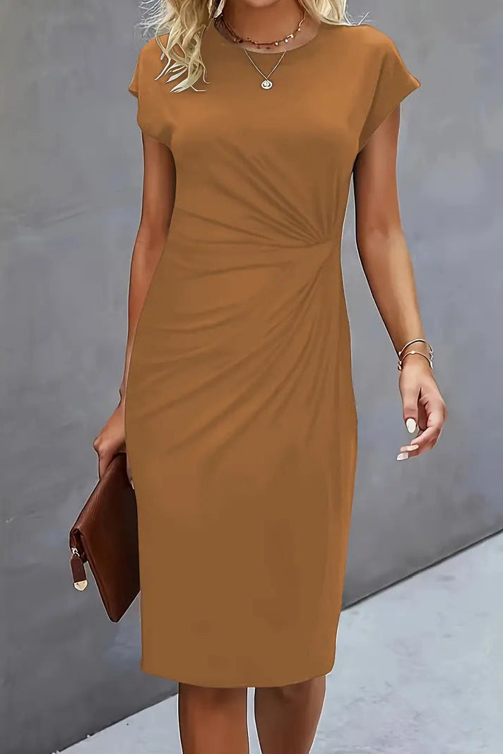 WOMEN’S PROM DRESS | RUCHED MIDI EVENING OUTFIT