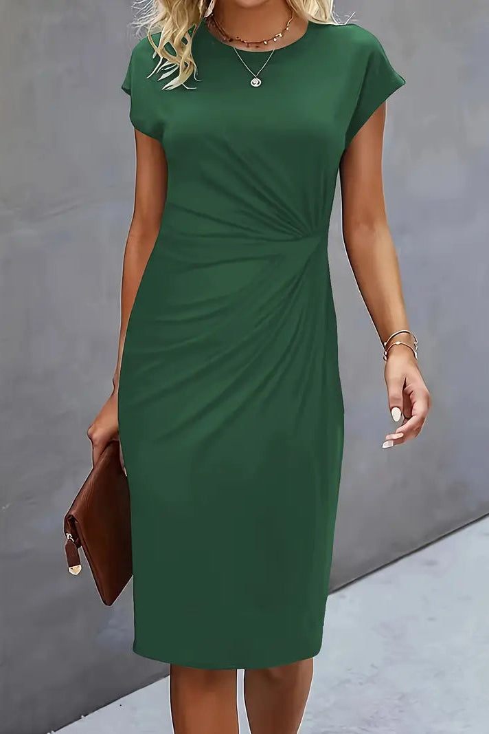 WOMEN’S PROM DRESS | RUCHED MIDI EVENING OUTFIT