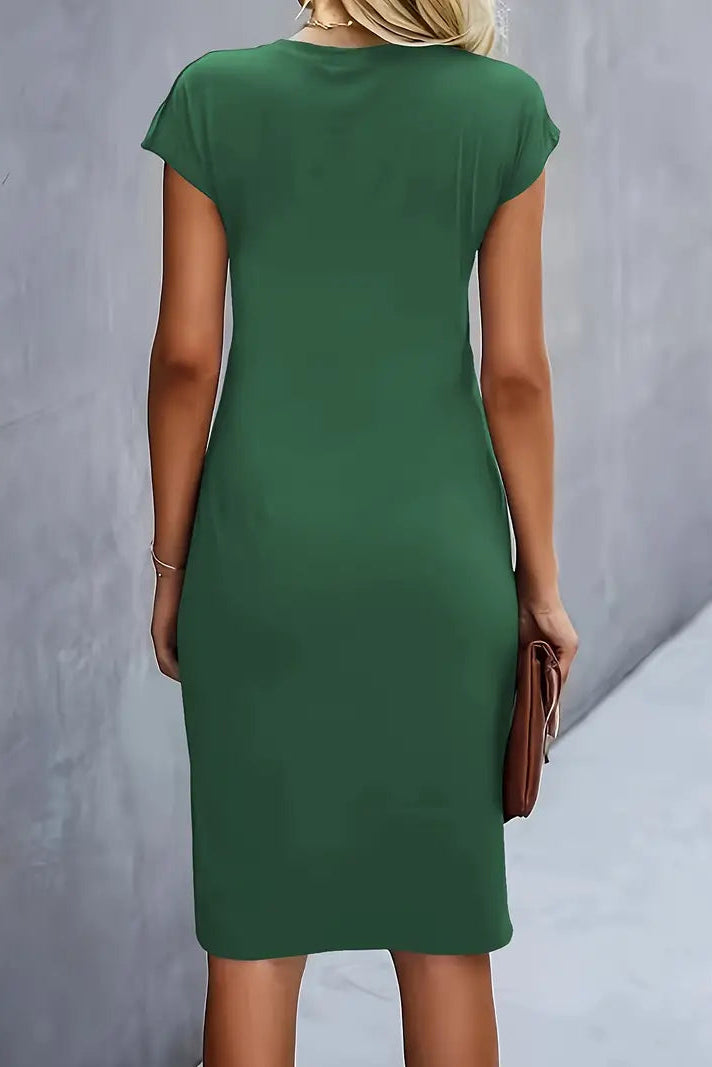 WOMEN’S PROM DRESS | RUCHED MIDI EVENING OUTFIT