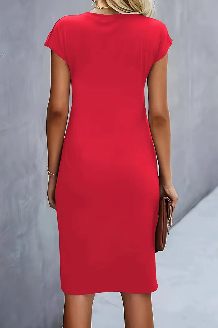 WOMEN’S PROM DRESS | RUCHED MIDI EVENING OUTFIT