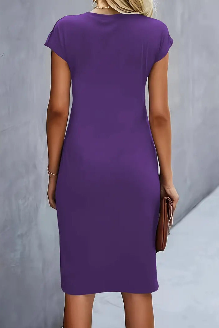 WOMEN’S PROM DRESS | RUCHED MIDI EVENING OUTFIT