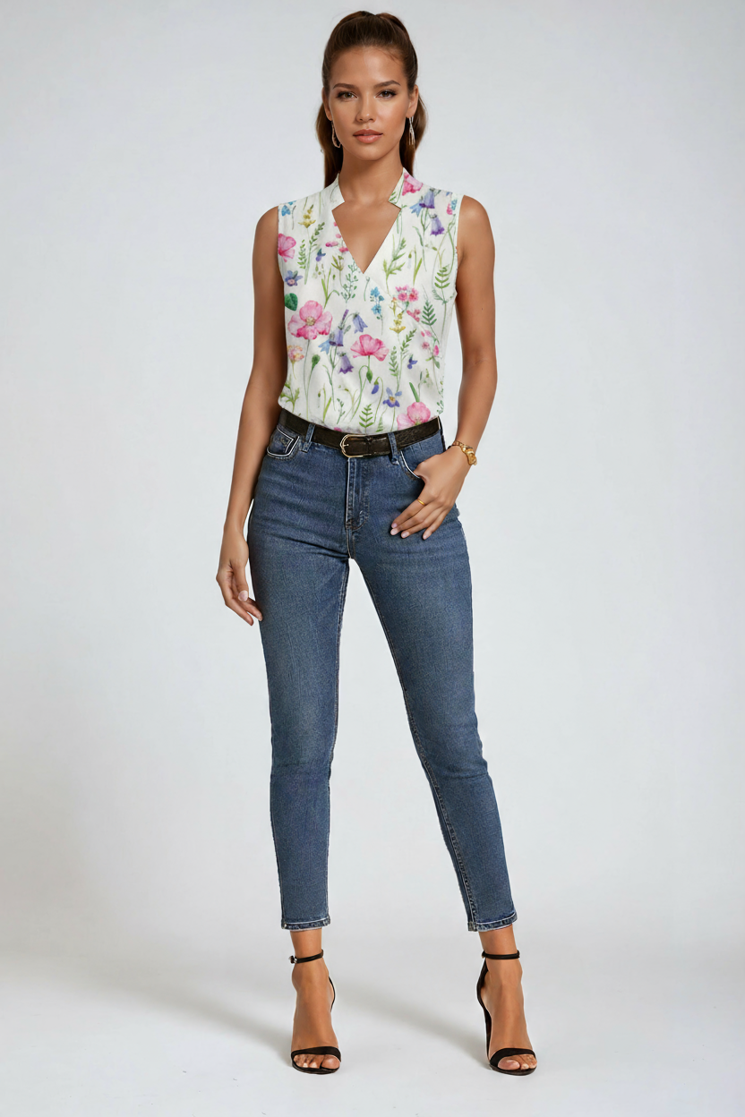 CITY CHIC | SLEEVELESS V-NECK BLOUSE