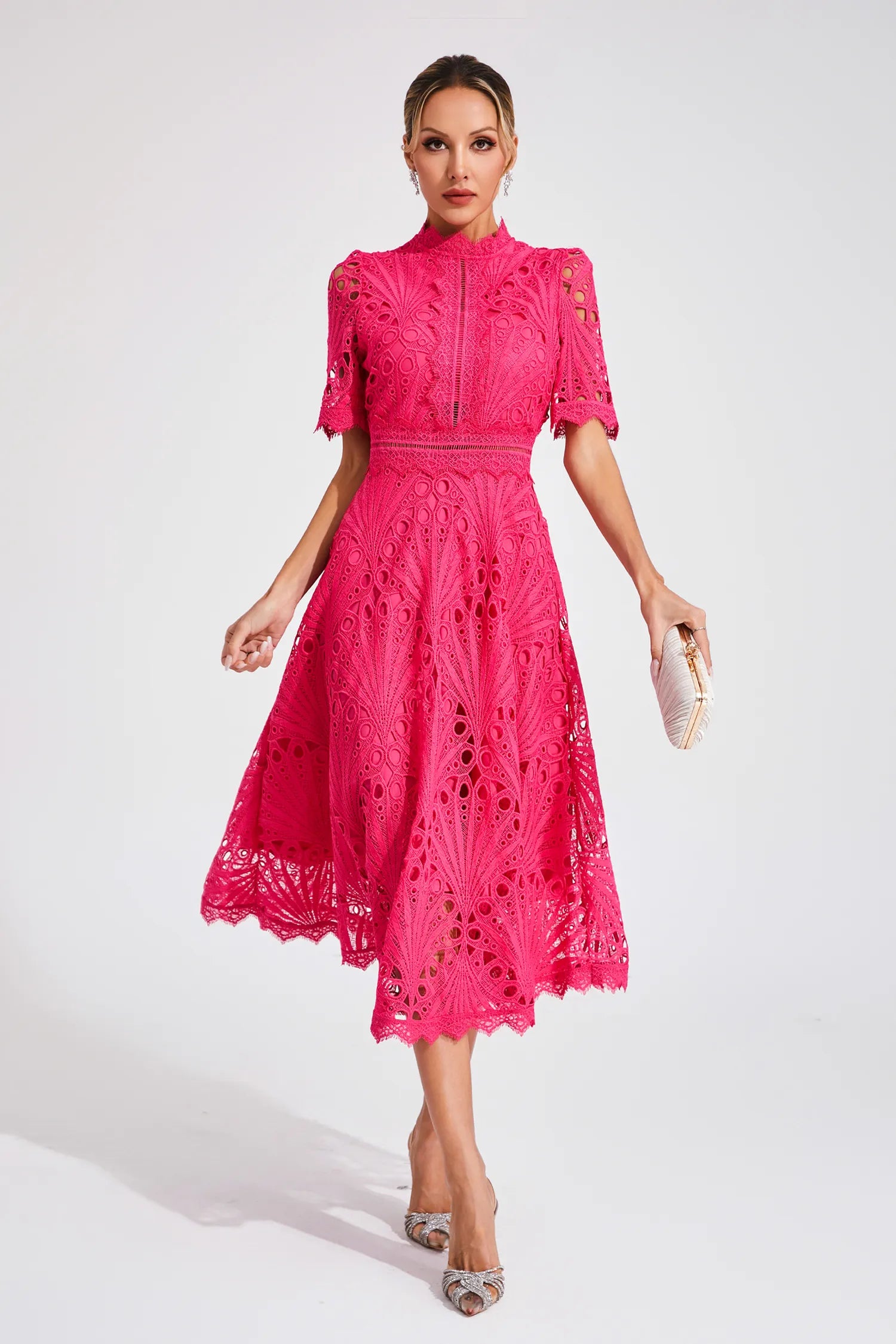 GRADUATION DRESS | MIDI WITH HIGH-NECK A-LINE SILHOUETTE