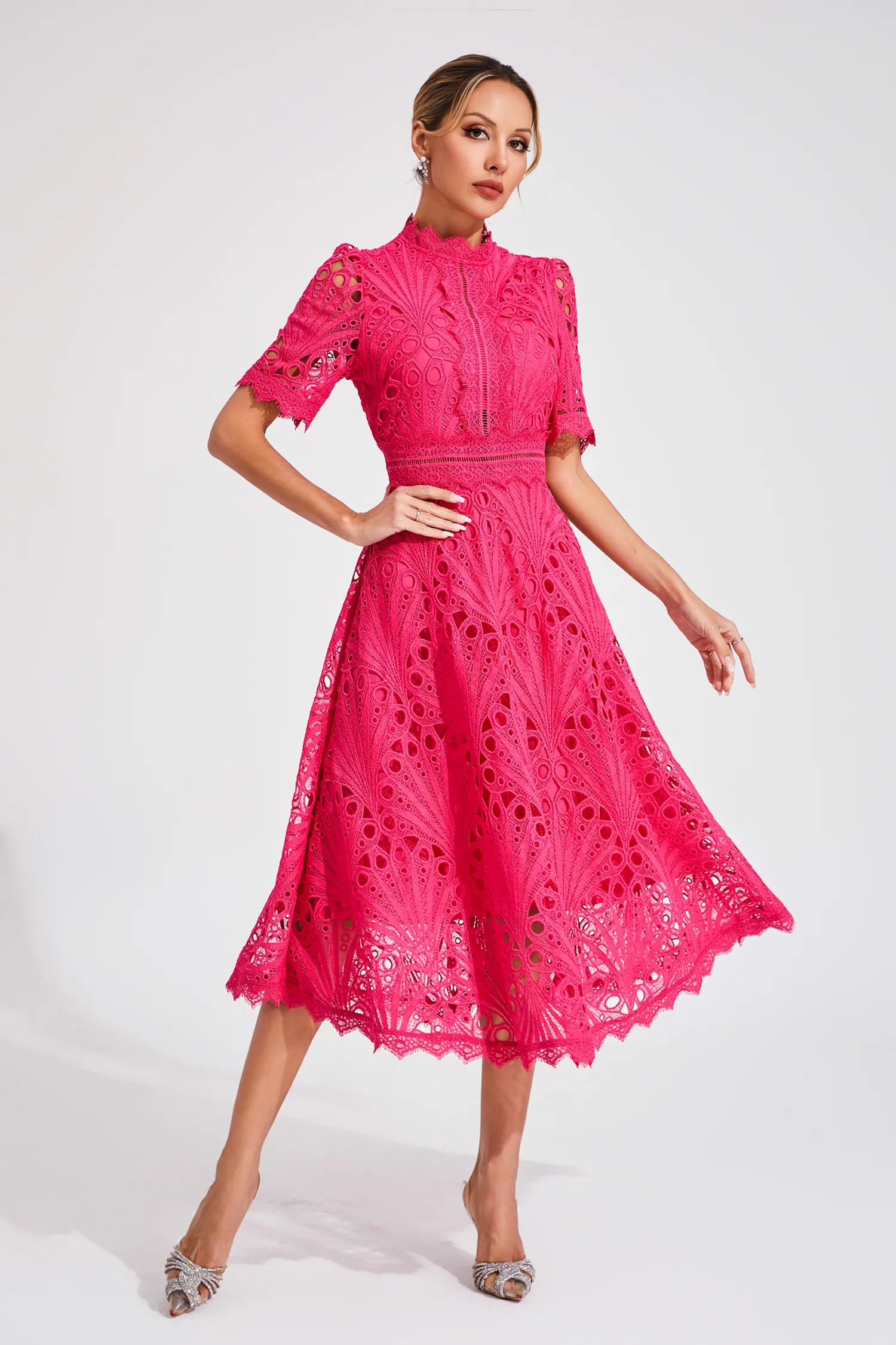 GRADUATION DRESS | MIDI WITH HIGH-NECK A-LINE SILHOUETTE