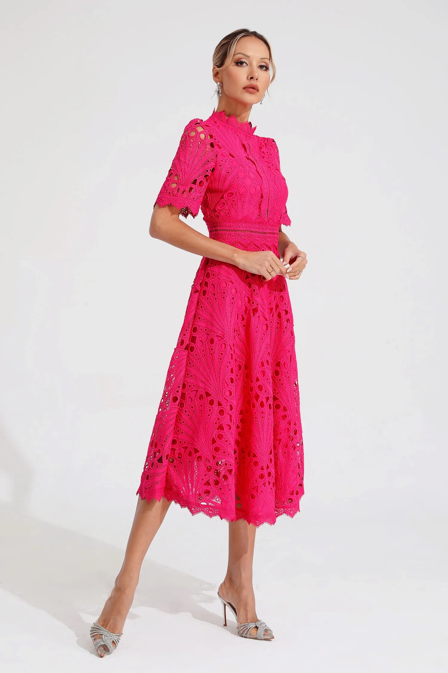 GRADUATION DRESS | MIDI WITH HIGH-NECK A-LINE SILHOUETTE