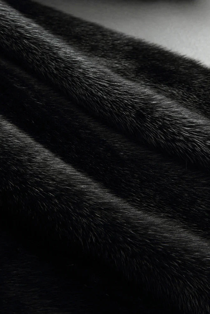 WOMEN’S BLACK FUR COAT | HOODED LONG OUTERWEAR