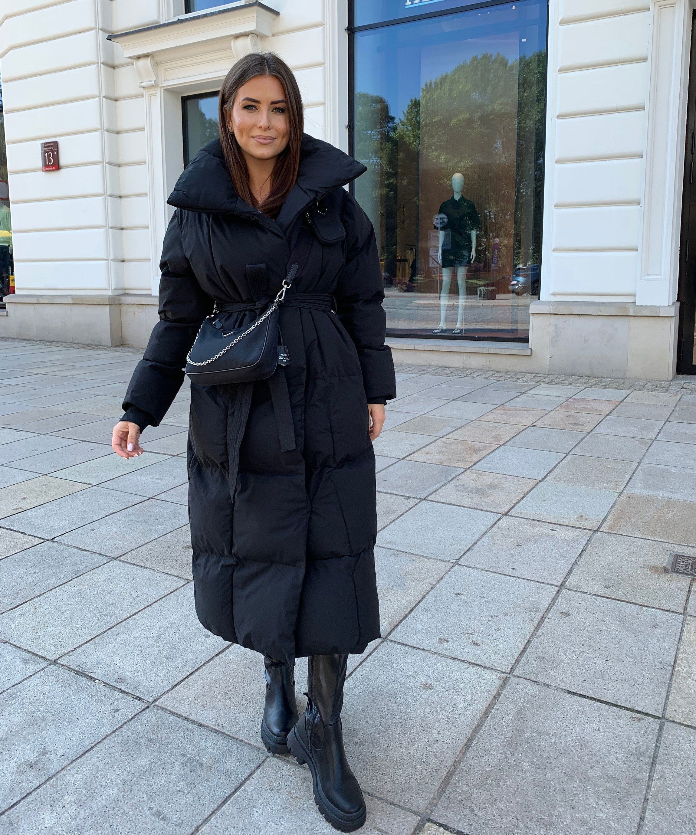 WOMEN’S LONG PUFFER COAT | BLACK MAXI BELTED WINTER JACKET